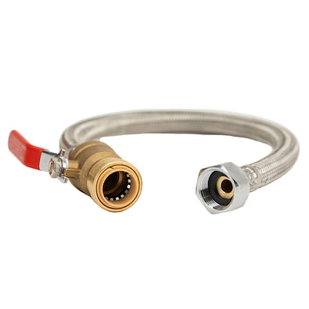 Quickfitting 3/4in Push-to-Connect Ball Valve x 3/4in FIP x 18in Stainless Steel Water Heater Connector LF7245FR